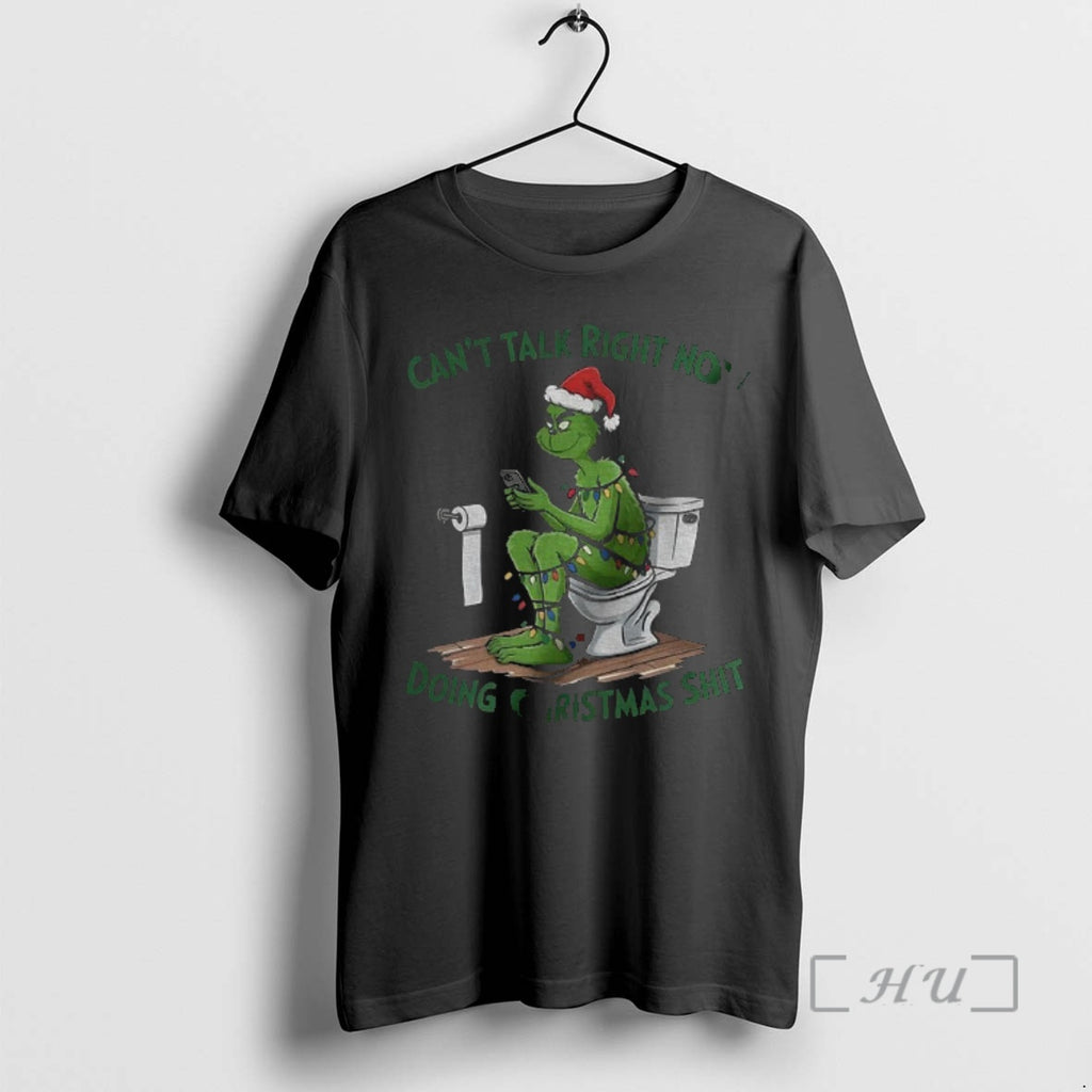 Officials Grinch Santa Hat Cant Talk Right Now Doing Christmas Shit Premium T Shirts Sweater Hoodie, Sweatshirt