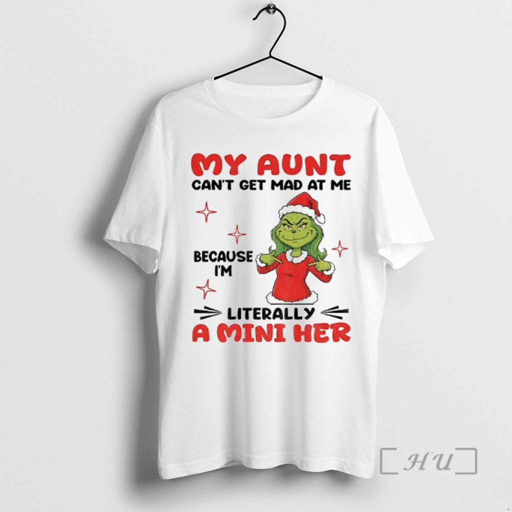 Officials Grinch Santa Hat My Aunt Cant Get Mad At Me Because Im Literally T-Shirts, Hoodie, Sweatshirt | DripVista.com