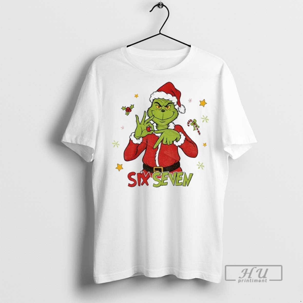 Officials Grinch Santa Hat Six Seven Meme Christmas 2025 T Shirt Sweatshirt Hoodies