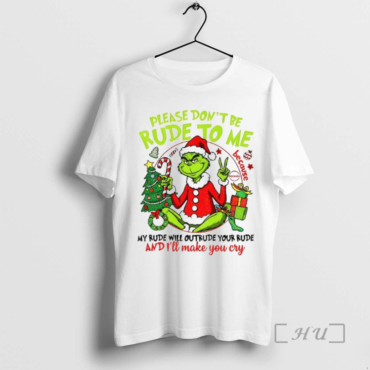 Officials Grinch Santa Please Dont Be Rude To Me My Rude Will Outrude Your Rude T-Shirts, Hoodie, Sweatshirt | DripVista.com