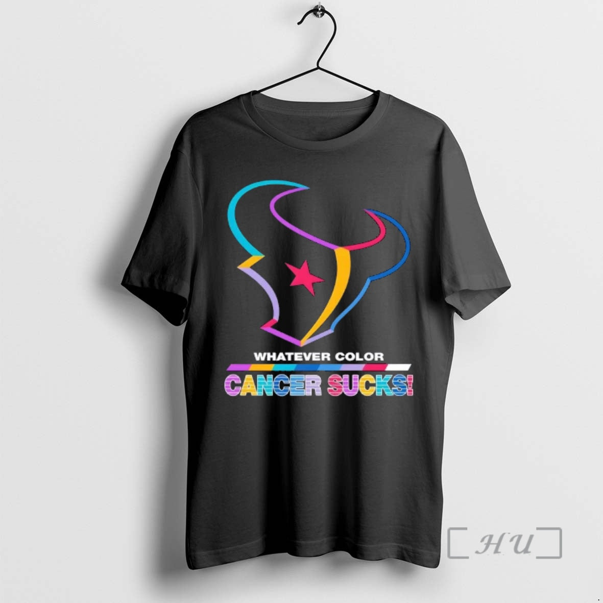 Officials Houston Texans Football Whatever Color Cancer Sucks Logo Colors T-Shirts, Hoodie, Sweatshirt | DripVista.com