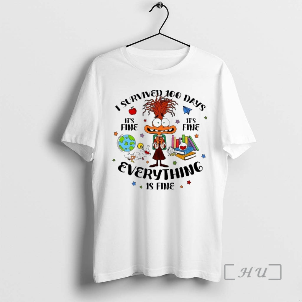 Officials I Survived 100 Days Of School Its Fine Im Fine Everything Is Fine Premium T-Shirts, Hoodie, Sweatshirt