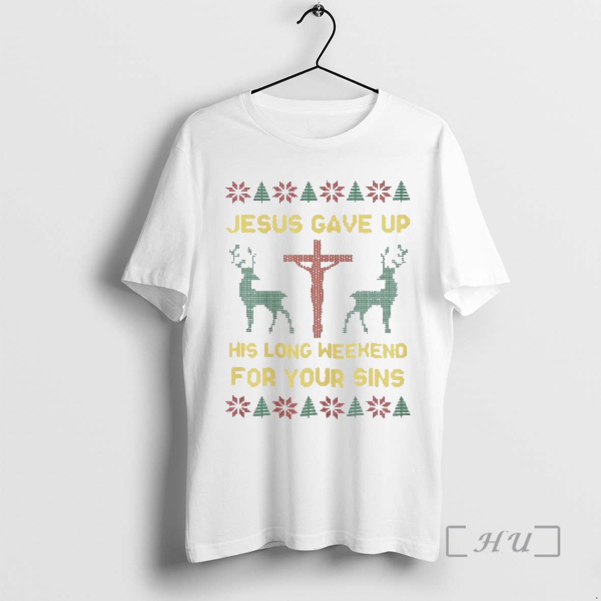 Officials Jesus Gave Up His Long Weekend For Your Sins Ugly Christmas Sweat Premium T-Shirts, Hoodie, Sweatshirt