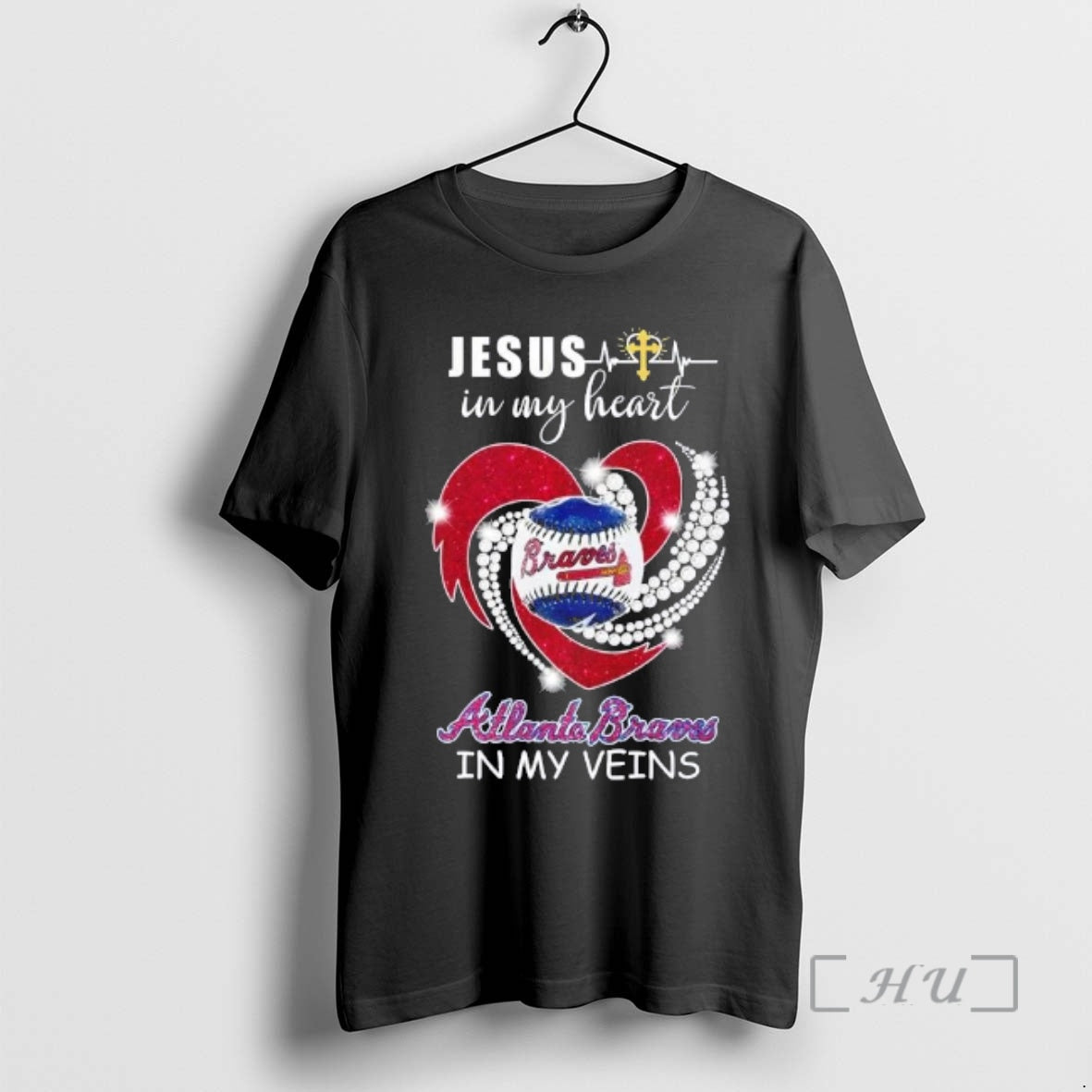 Officials Jesus In My Heart Atlanta Braves In My Veins Diamond Heart Premium T Shirts Hoodie, Sweatshirt | DripVista.com