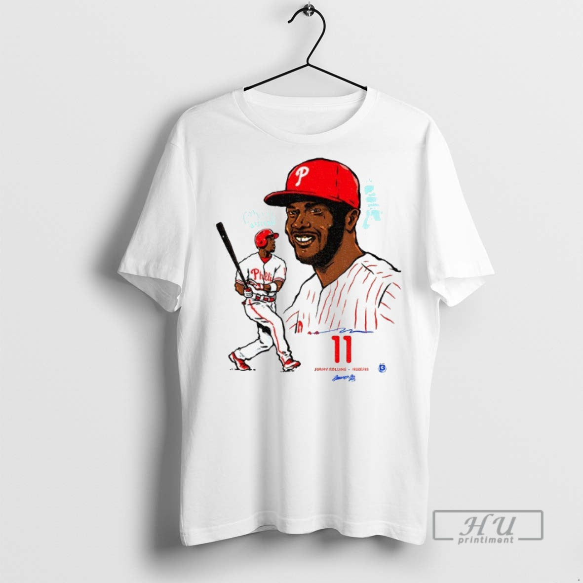 Officials Jimmy Rollins 11 Philadelphia Phillies Mlb Baseball Graphic Cartoon T Shirt Sweatshirt Hoodies