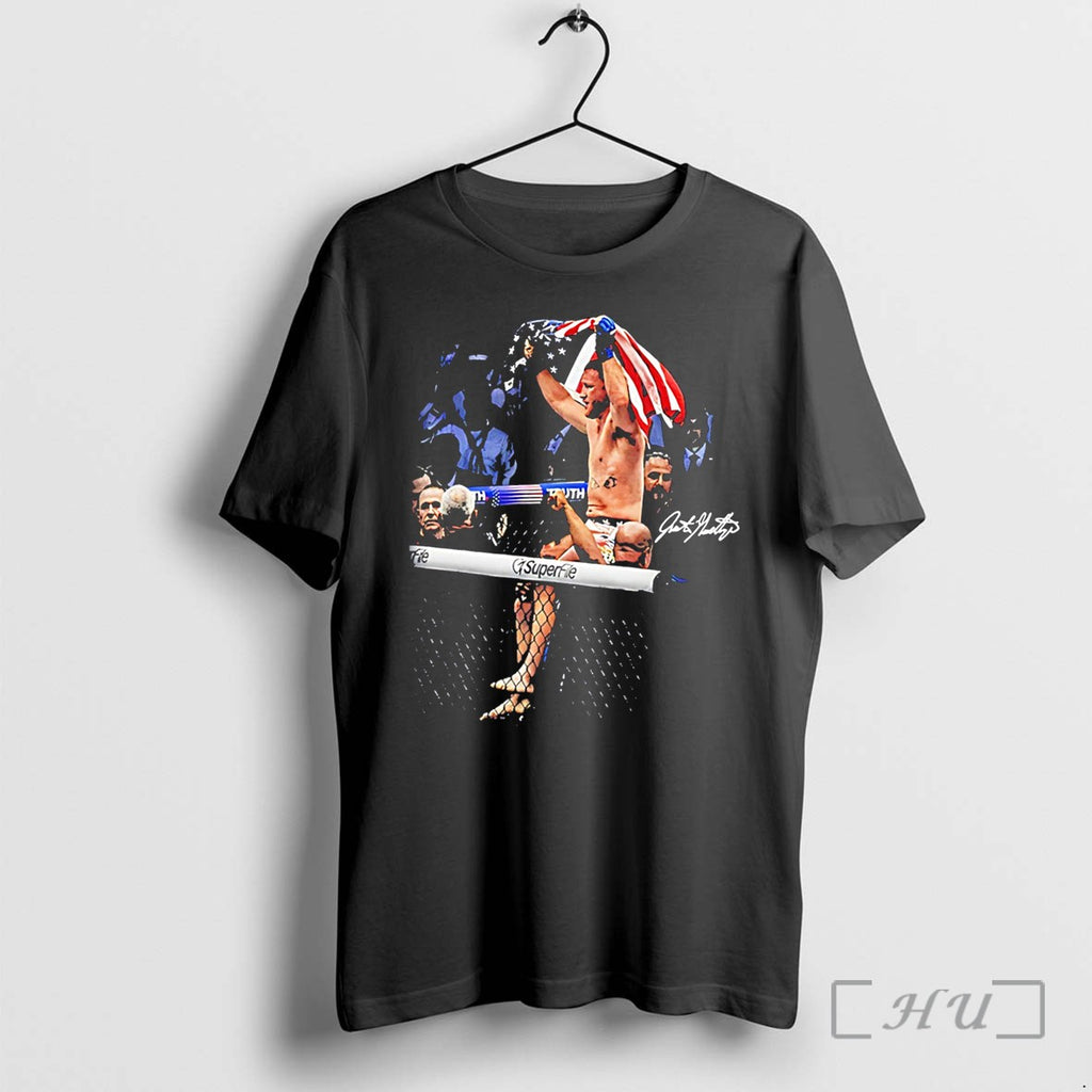 Officials Justin Gaethje Holding American Flag Signature Vintage Tee