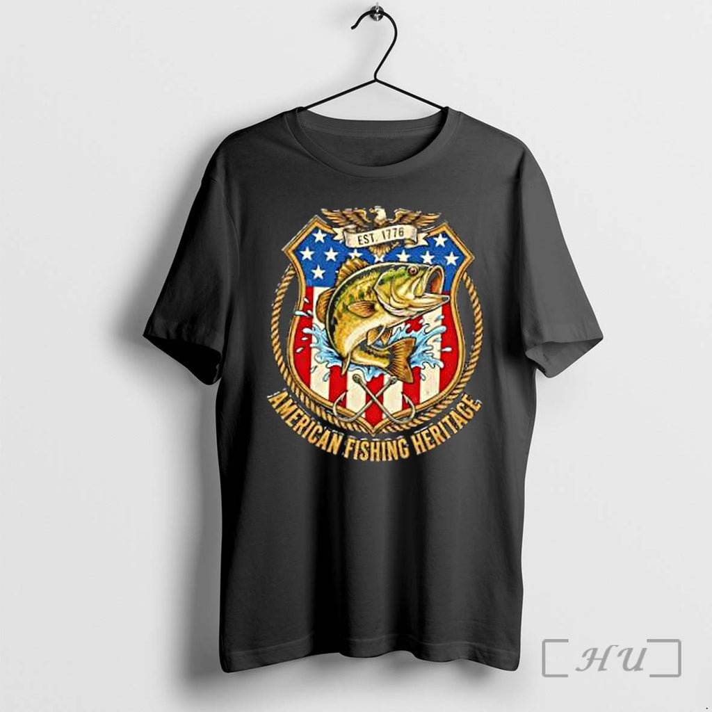 Officials Largemouth Bass American Fishing Heritage Est 1776 Shield Emblem