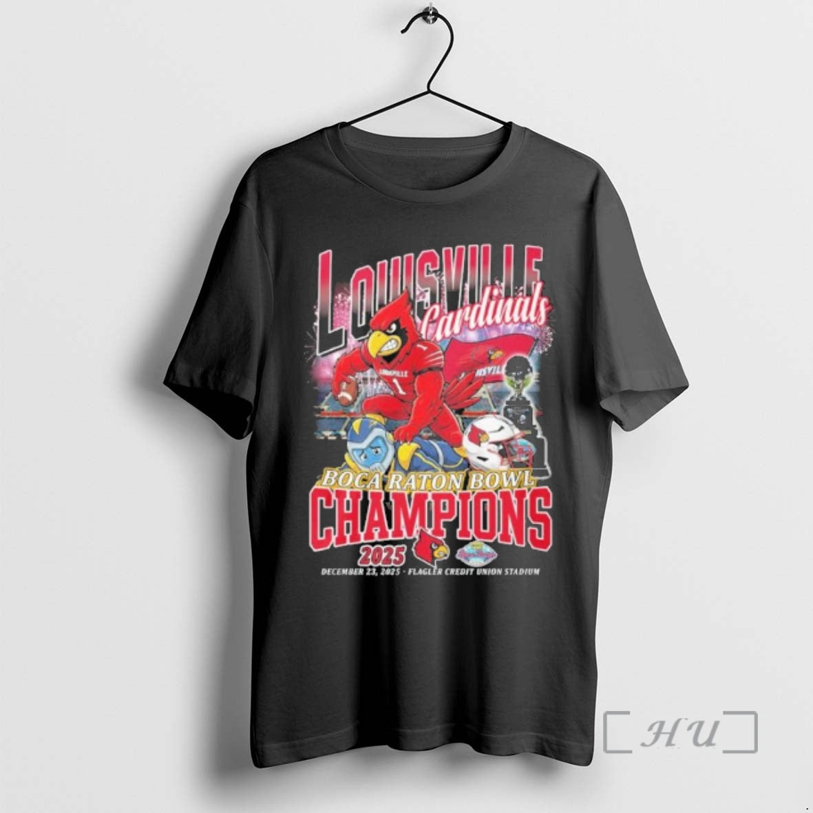 Officials Louisville Cardinals Mascot 2025 Boca Raton Bowl Champions T-Shirts, Hoodie, Sweatshirt | DripVista.com