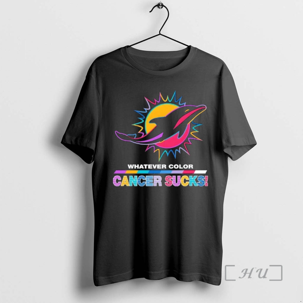 Officials Miami Dolphins Football Whatever Color Cancer Sucks Logo Colors T-Shirts, Hoodie, Sweatshirt | DripVista.com