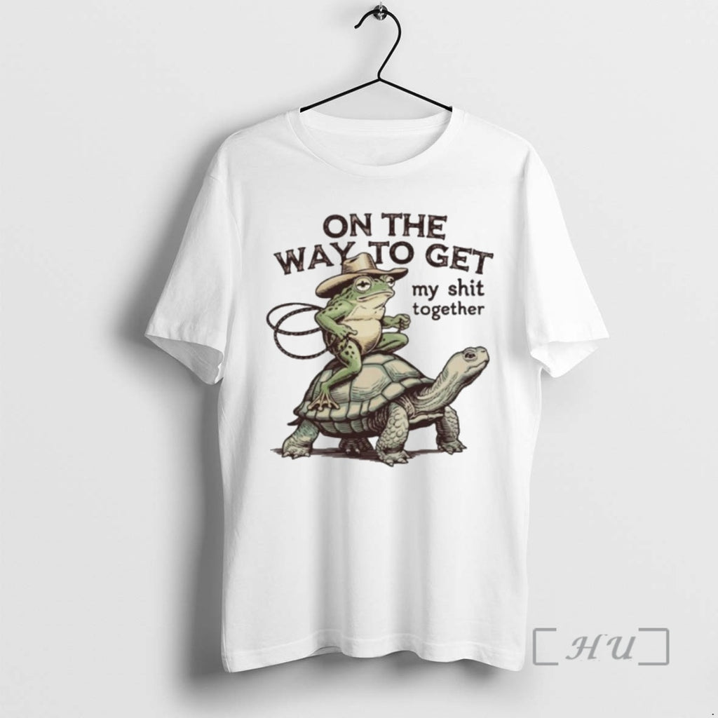 Officials On The Way To Get My Shit Togther Cowboy Frog Turtle Premium T Shirts Hoodie, Sweatshirt | DripVista.com