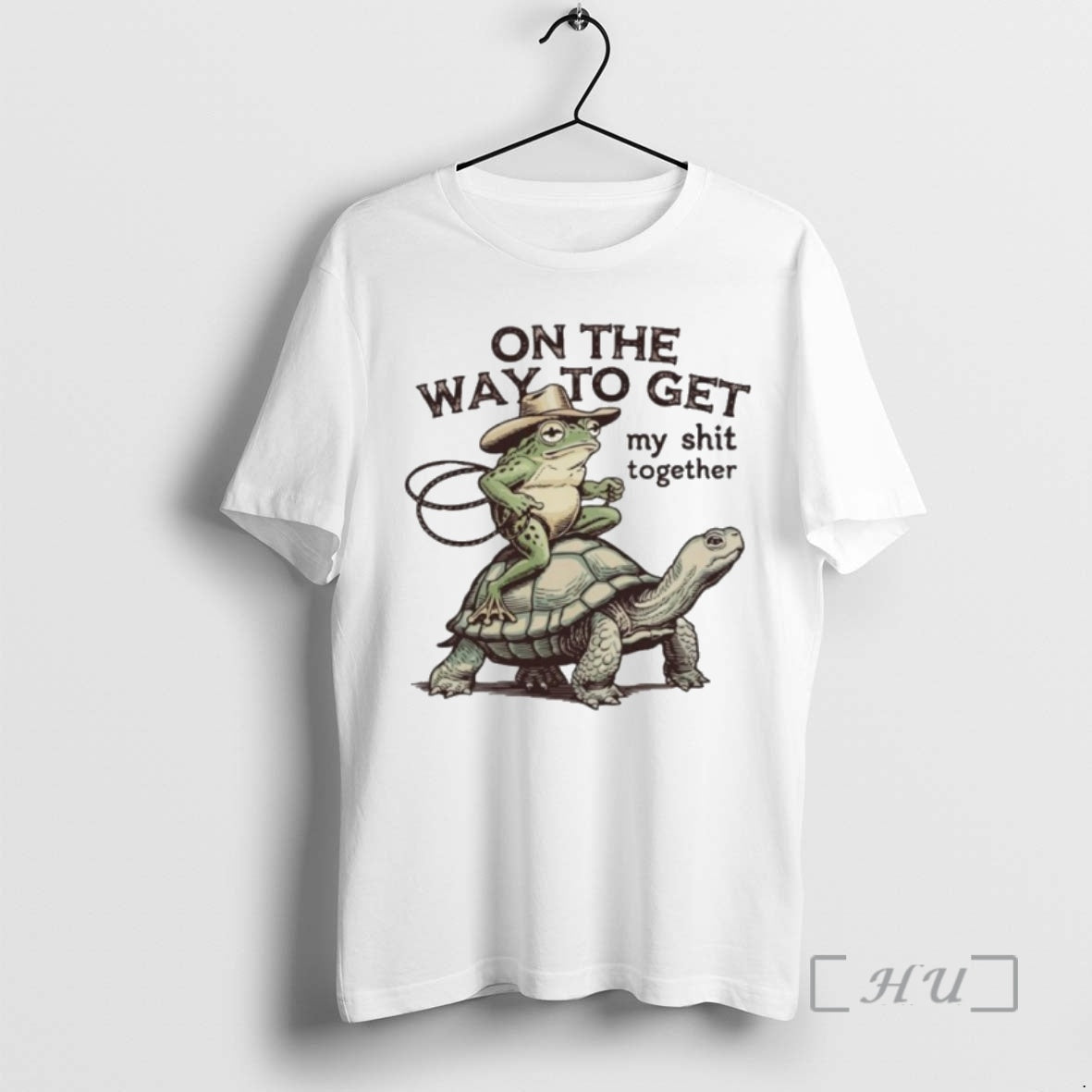 Officials On The Way To Get My Shit Togther Cowboy Frog Turtle Premium T Shirts Hoodie, Sweatshirt | DripVista.com