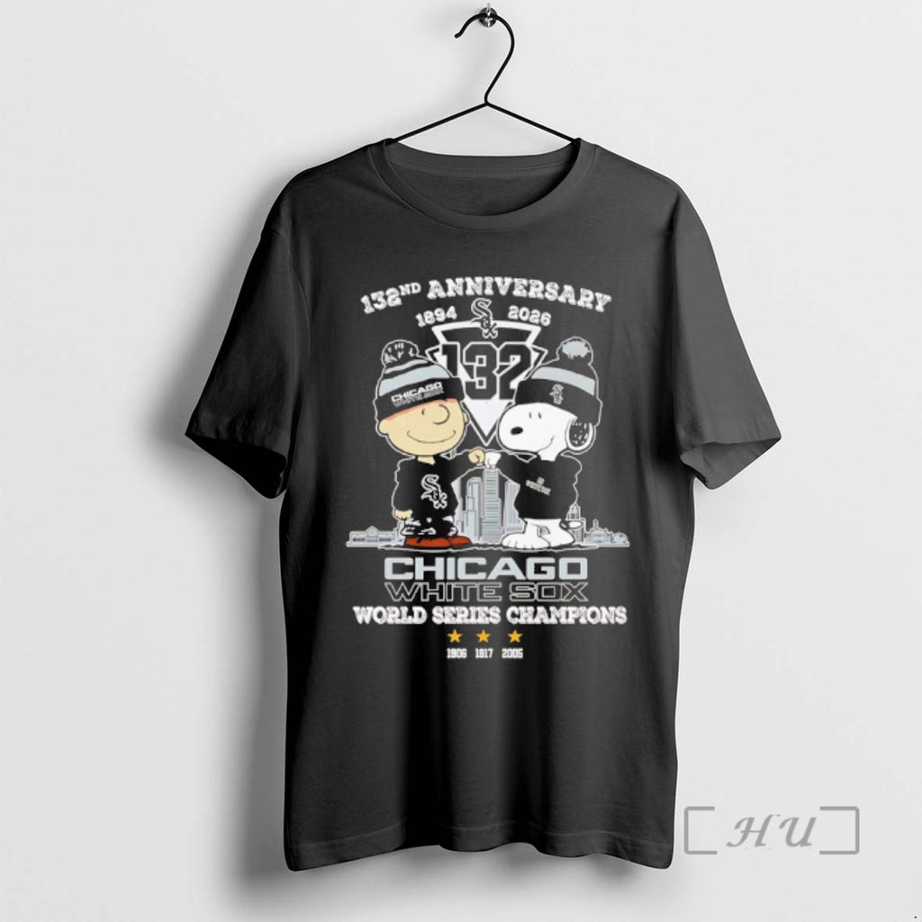 Officials Peanuts X Chicago White Sox 132th Anniversary 1894 2026 3x World Series Champions Premium T-Shirts, Hoodie,...