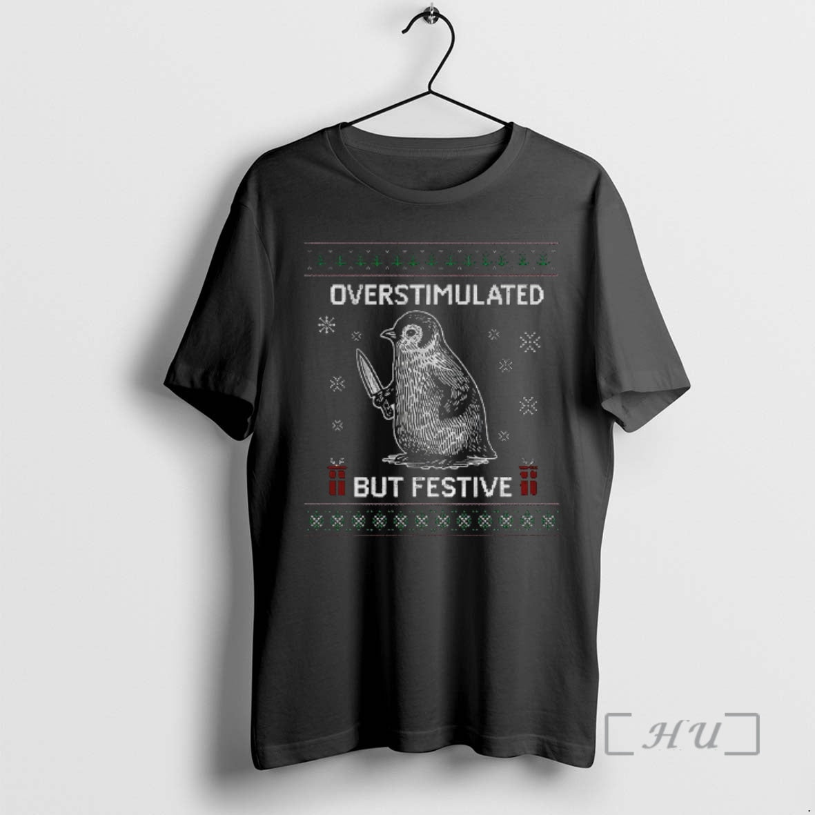 Officials Penguin Overstimulated But Festive Ugly Christmas T-Shirts, Hoodie, Sweatshirt | DripVista.com