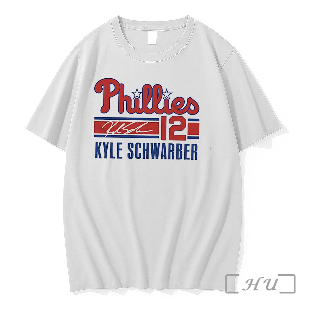 Officials Philadelphia Phillies Kyle Schwarber Signature Name Number Tee