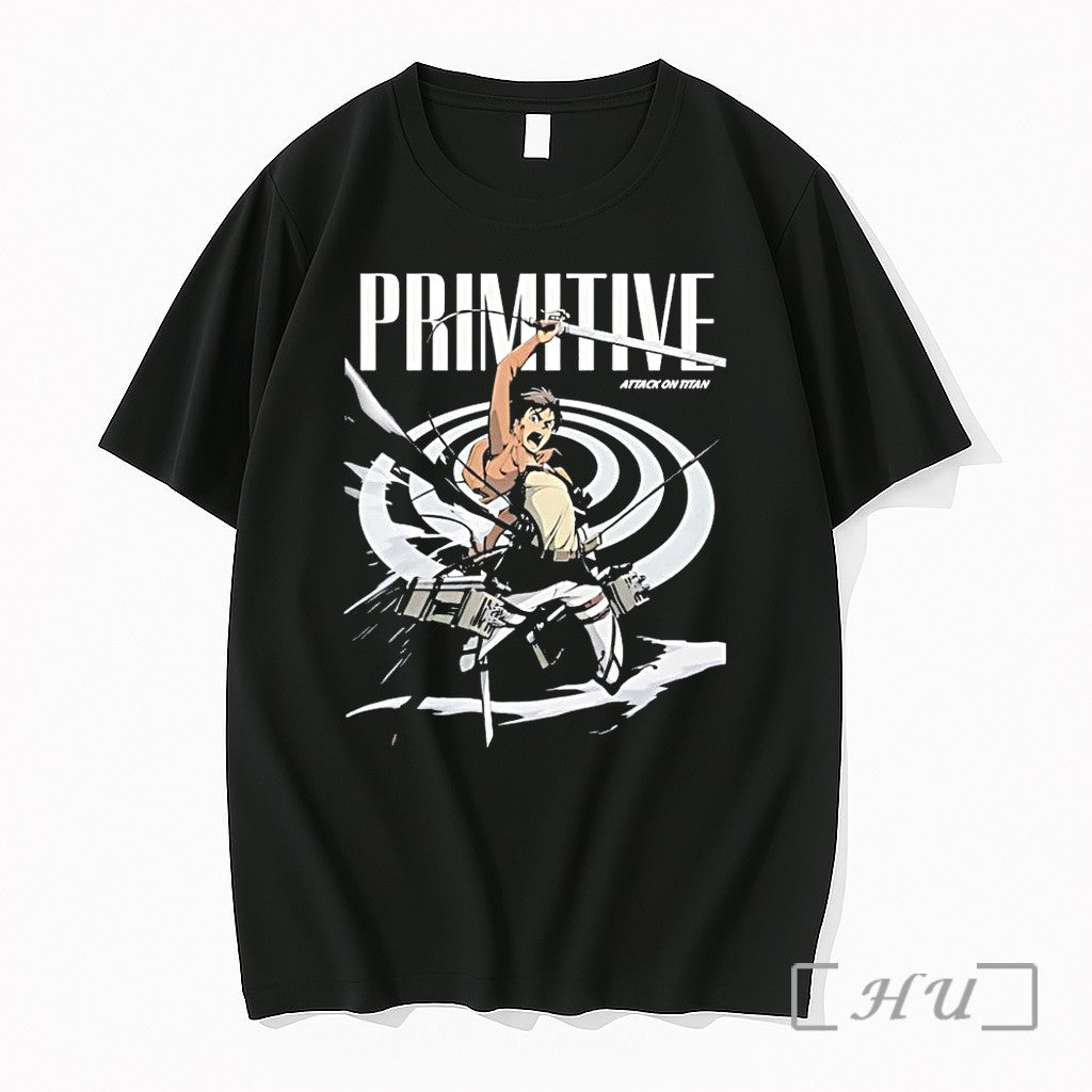 Officials Primitive Attack On Titan Eren Yeager Swinging Sword Graphic
