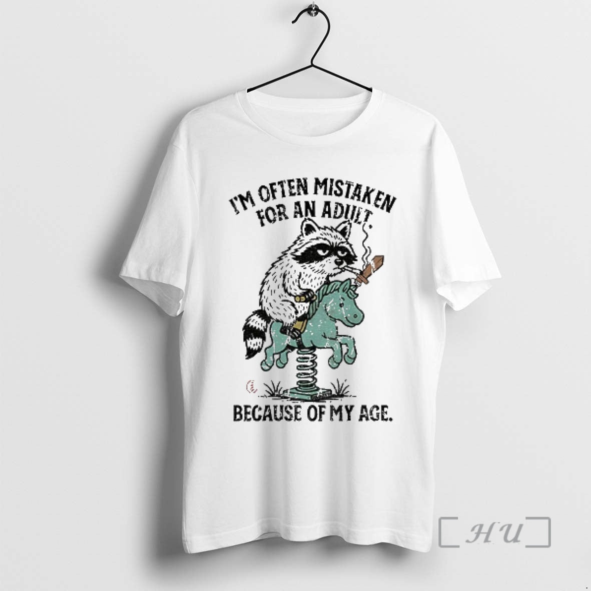 Officials Raccoon And Horse Meme Im Often Mistaken For An Adult Because Of My Age T-Shirts, Hoodie, Sweatshirt