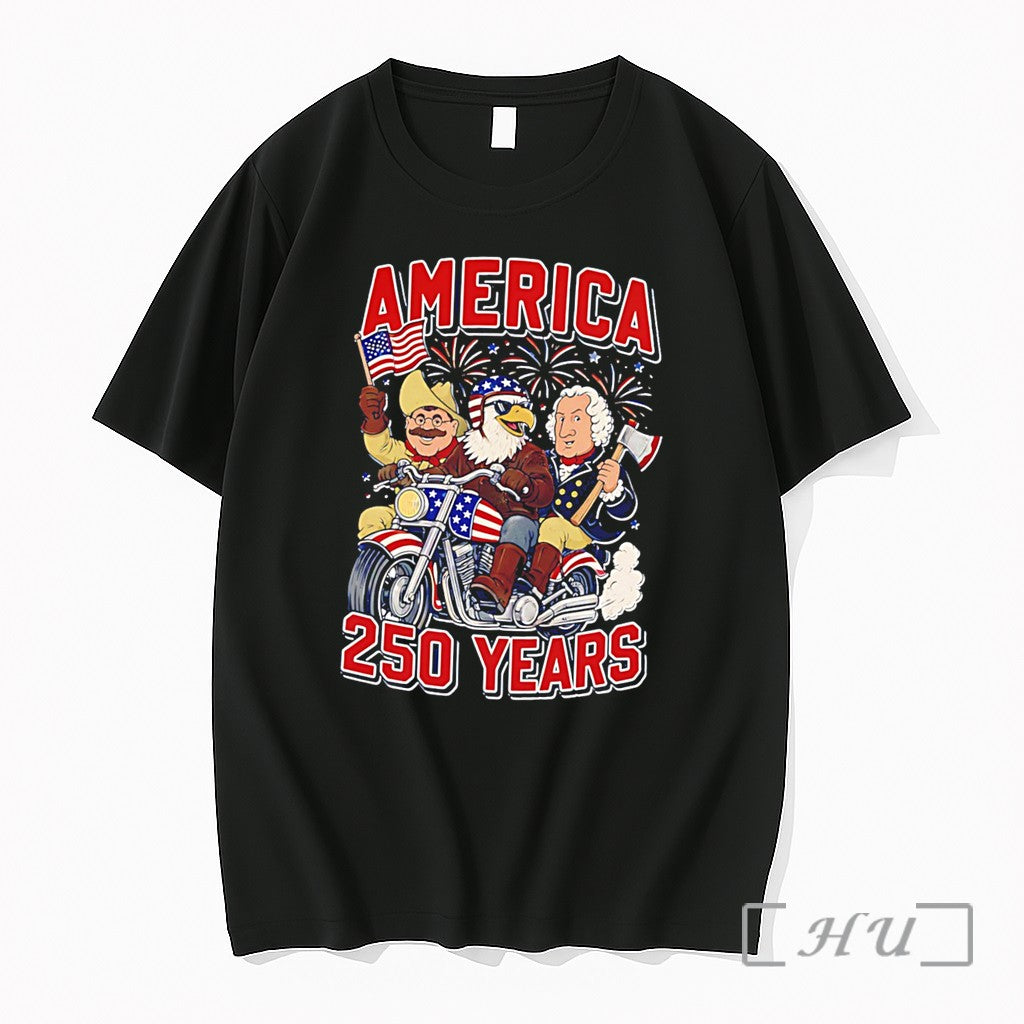Officials Ride Free Or Die America 250 Years Cartoon Tee