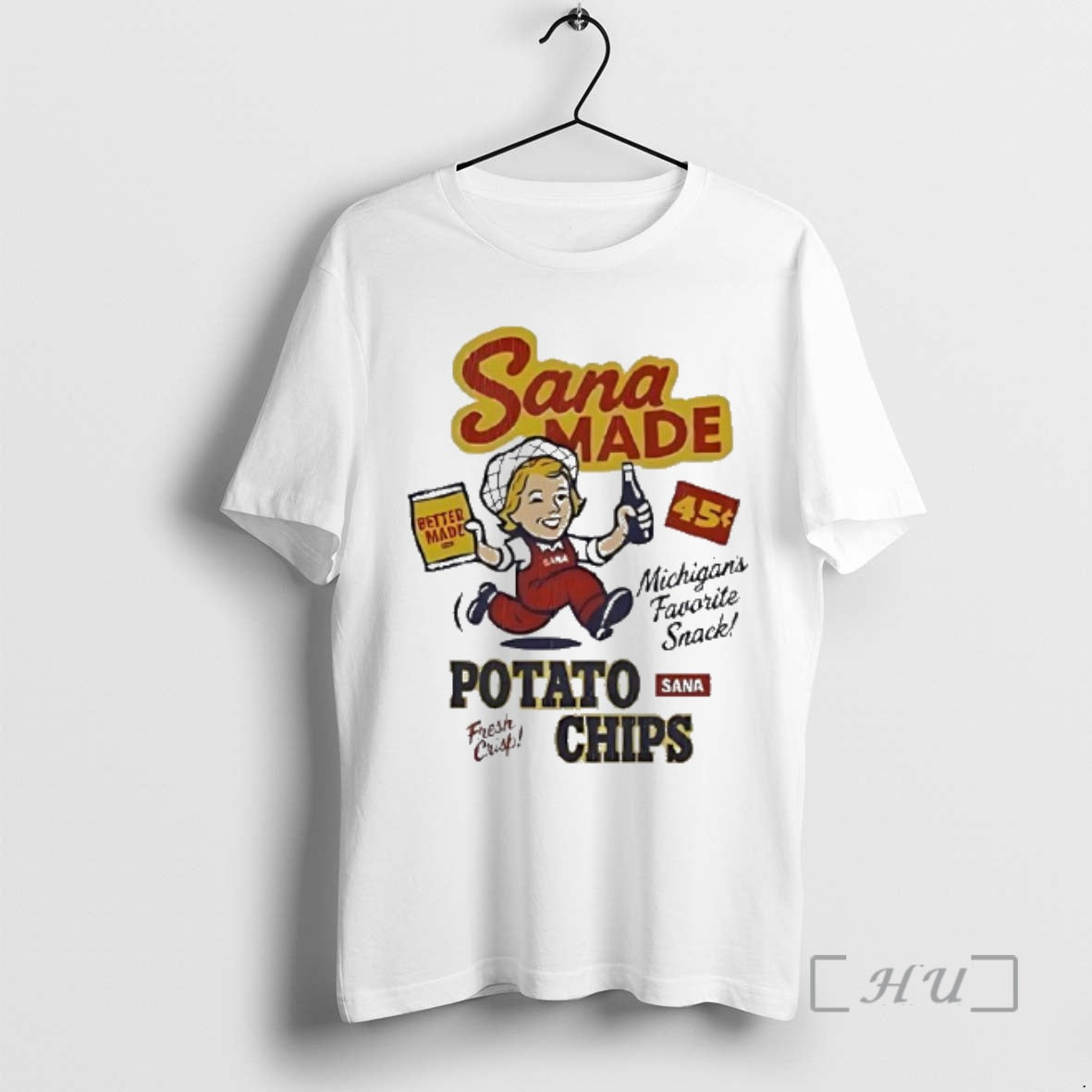 Officials Sana Made Potato Chips Better Made Michigans Favorite Snack Cartoon Premium T Shirts Sweater Hoodie, Sweatshirt