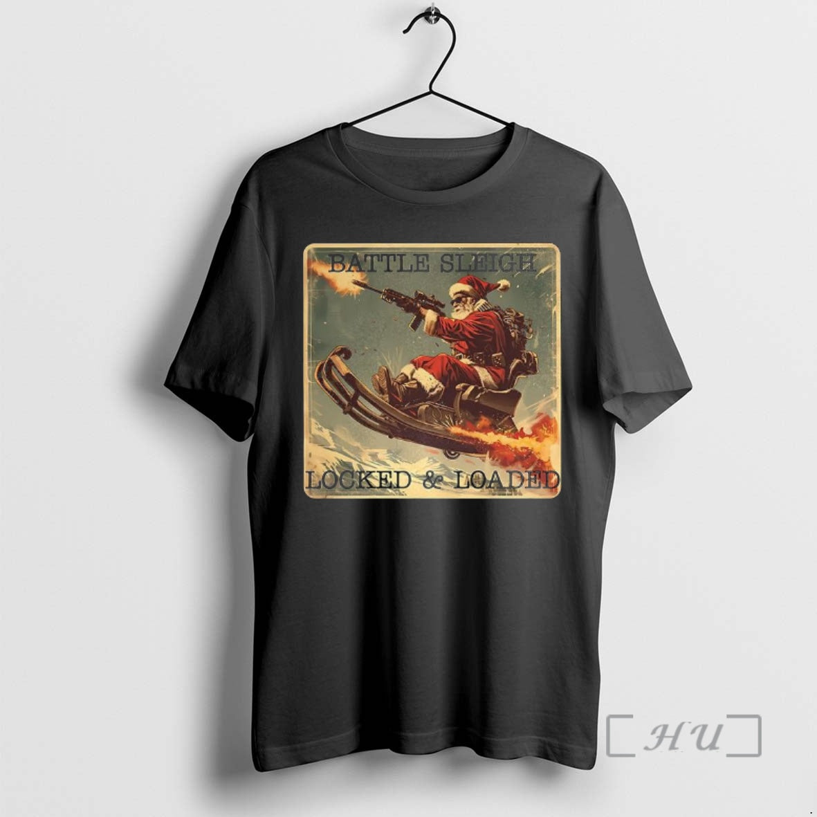 Officials Santa Battle Sleigh Locked And Loaded Christmas T-Shirts, Hoodie, Sweatshirt | DripVista.com