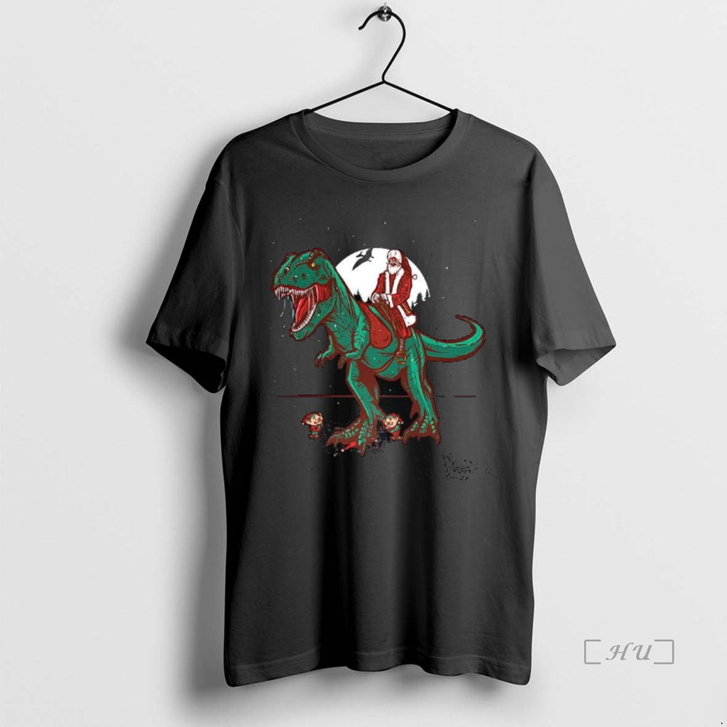 Officials Santa Rides A T Rex Jurassic Christmas T-Shirts, Hoodie, Sweatshirt | DripVista.com