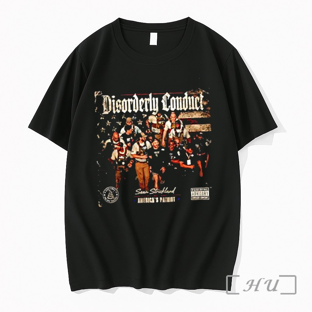 Officials Sean Strickland Americas Patriot Disorderly Conduct Live Free Or Die Trying Premium T Shirts