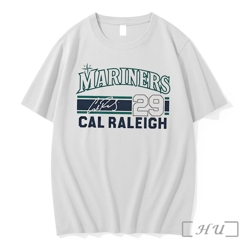 Officials Seattle Mariners Cal Raleigh Signature Name Number Tee