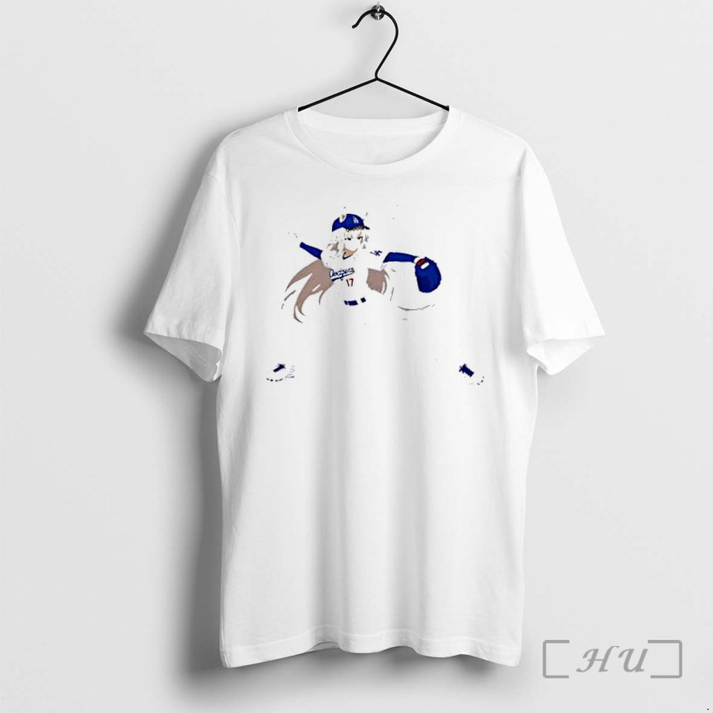 Officials Shohei Ohtani Los Angeles Dodgers 17 Baseball Anime Girl Fan Art Premium T Shirts