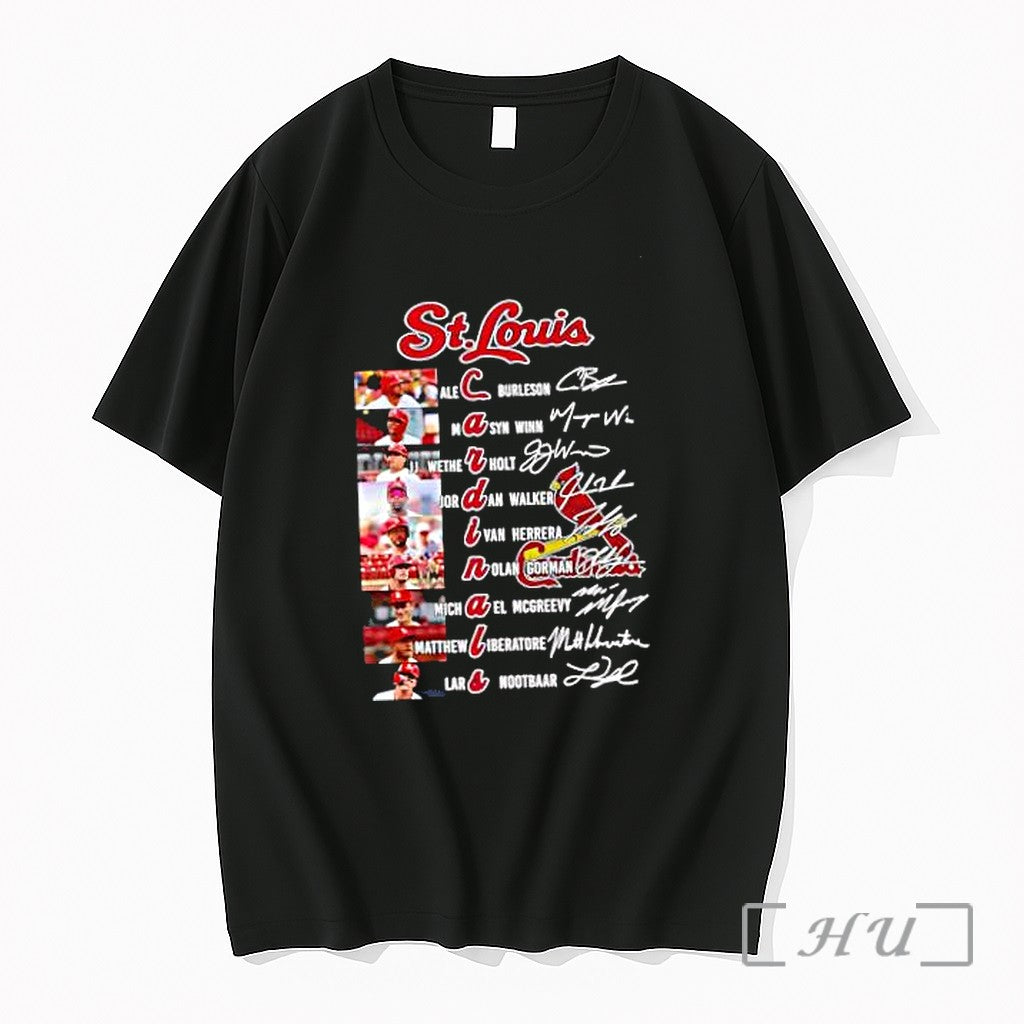 Officials St Louis Cardinals Mlb Ale Burleson Masyn Winn Roster Autograph Signatures Premium T Shirts