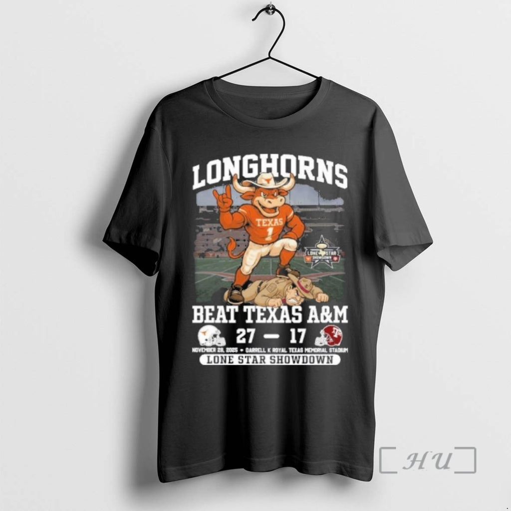 Officials Texas Beat Texas Am 27 17 Lone Star Showdown 2025 Premium T Shirts Sweater Hoodie, Sweatshirt | DripVista.com