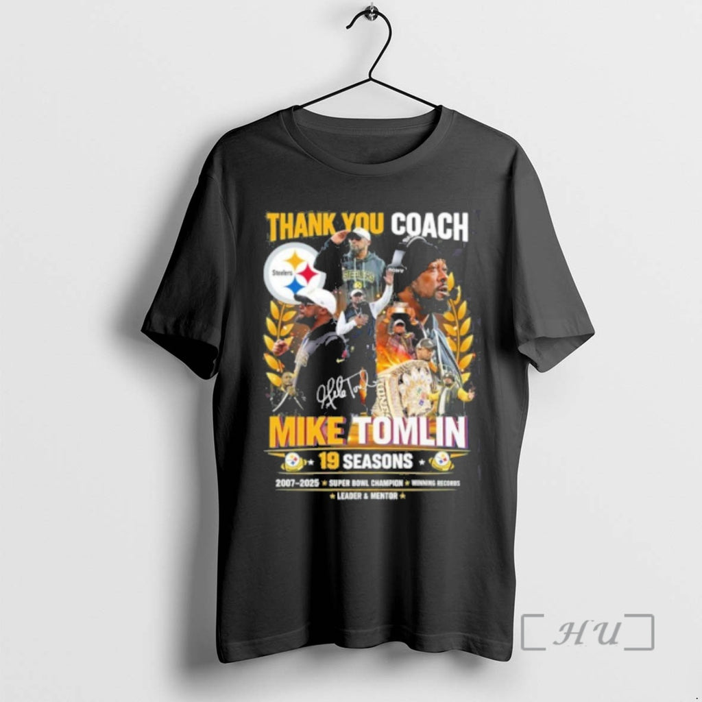 Officials Thank You Coach Mike Tomlin 19 Seasons Signature T-Shirts, Hoodie, Sweatshirt | DripVista.com