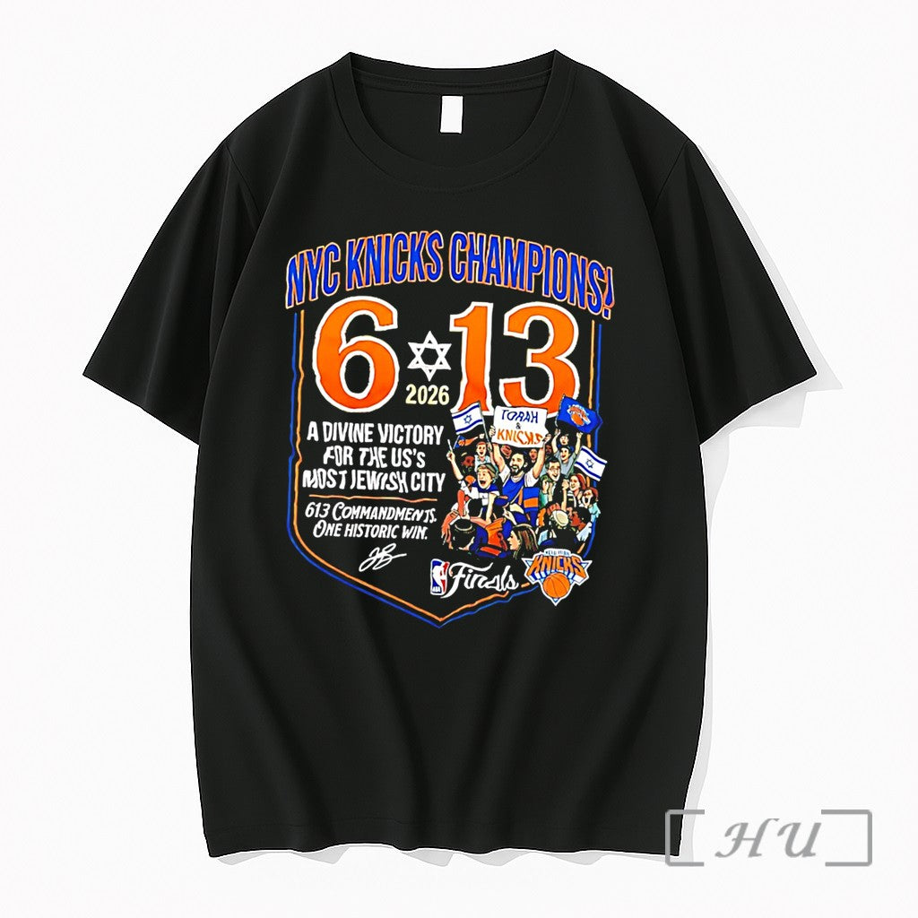 Officials The 613 Miracle Ny Knicks 2026 Nba Champions Jewish City Tee Premium T Shirts
