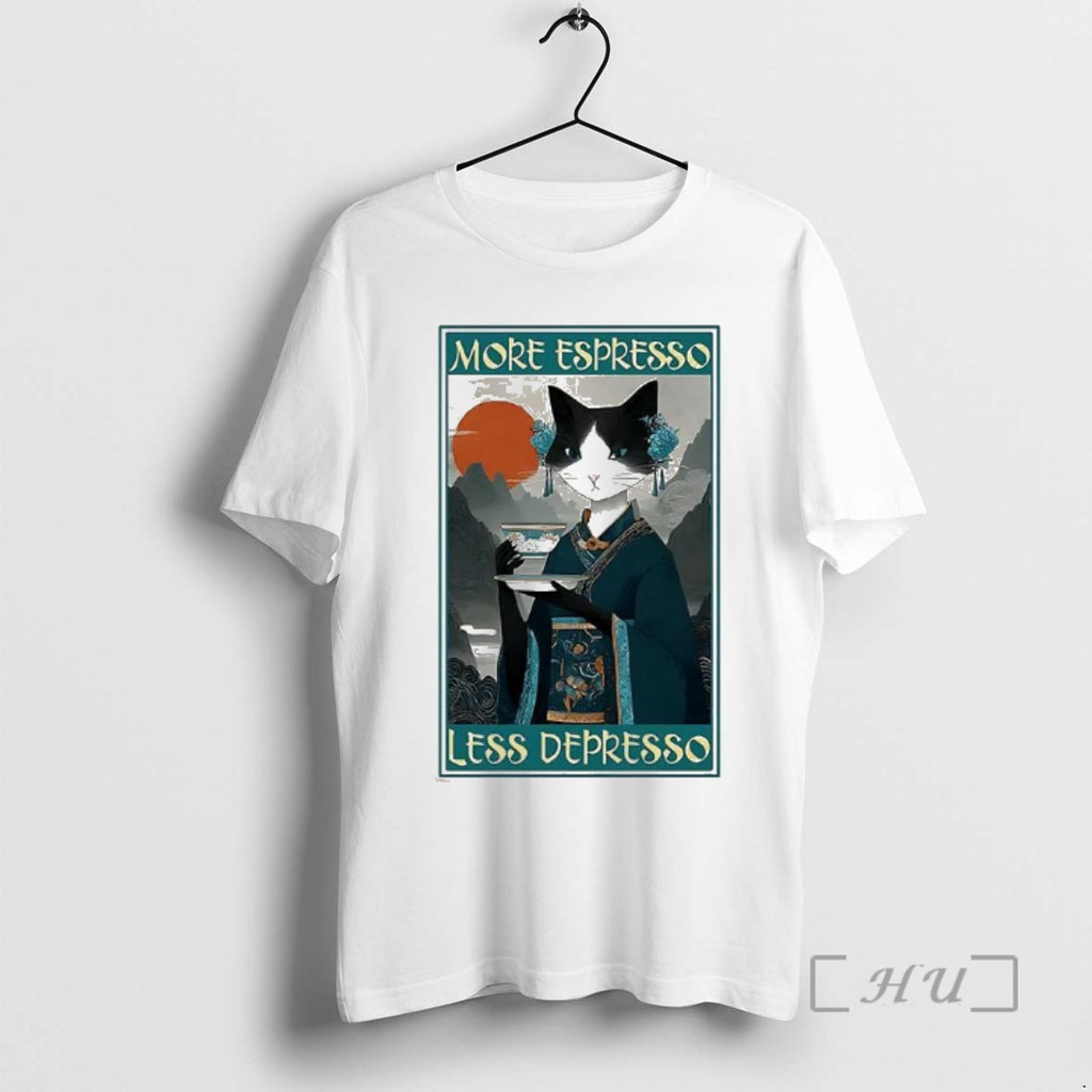 Officials The Zen Barista Cat More Espresso Less Depresso Ukiyo E Premium T Shirts Sweater Hoodie, Sweatshirt | DripVista.com