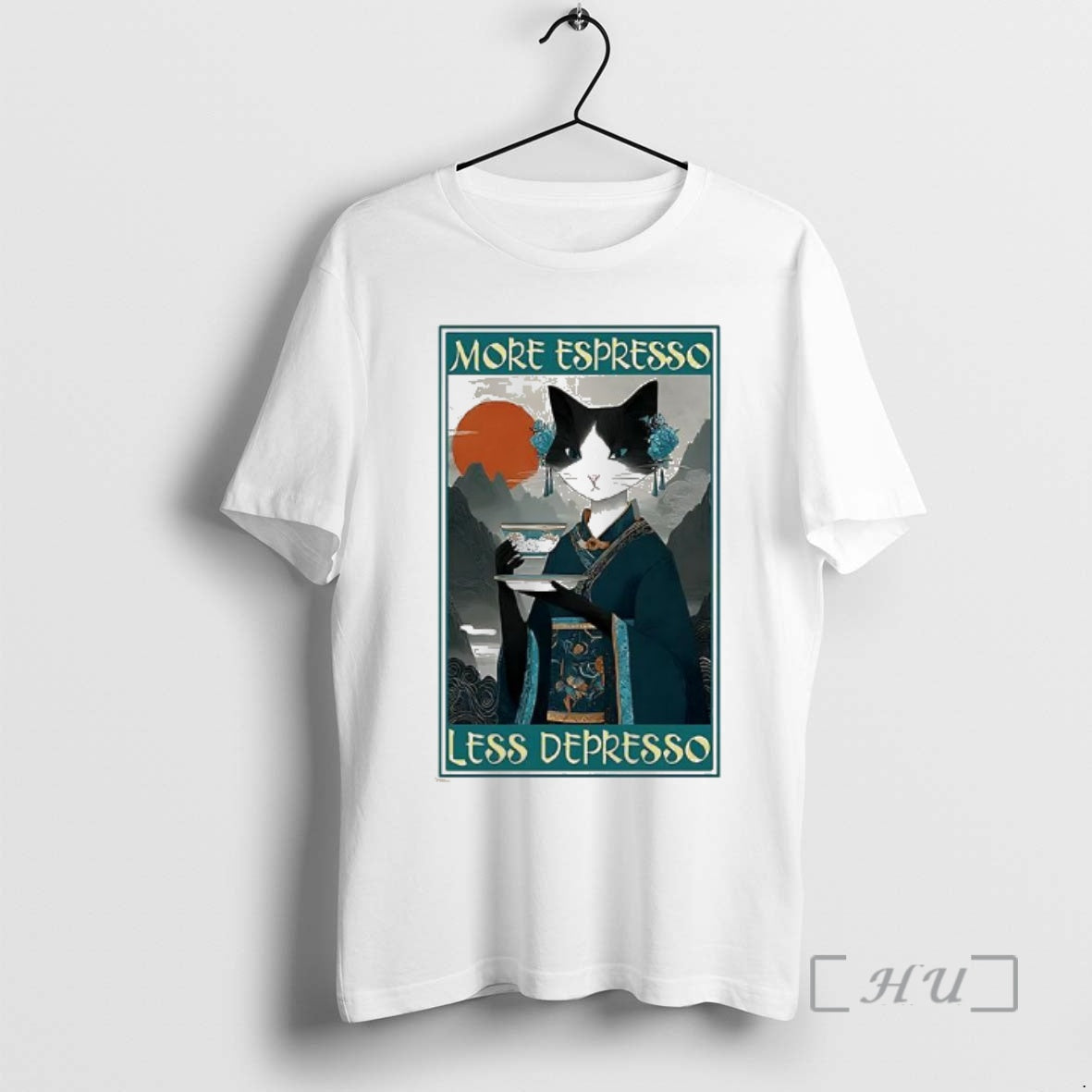 Officials The Zen Barista Cat More Espresso Less Depresso Ukiyo E Premium T Shirts Sweater Hoodie, Sweatshirt | DripVista.com
