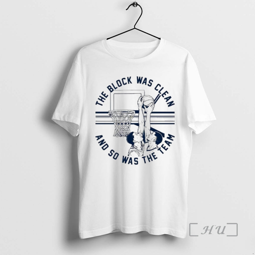 Officials The Block Was Clean And So Was The Team Basketball Player Jumping Premium T-Shirts, Hoodie, Sweatshirt