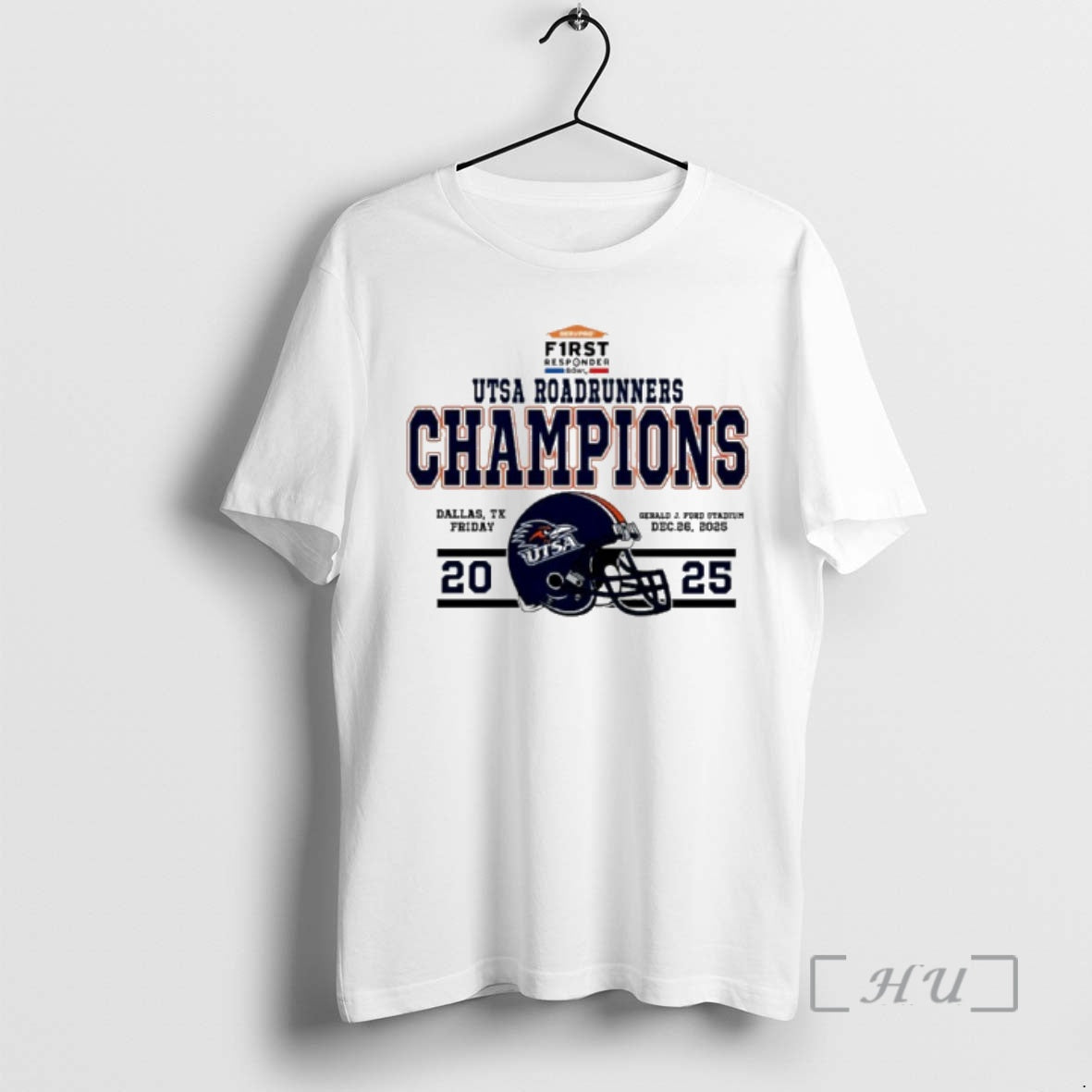 Officials Utsa Roadrunners Football 2025 First Responder Bowl Champions Helmet T-Shirts, Hoodie, Sweatshirt | DripVista.com