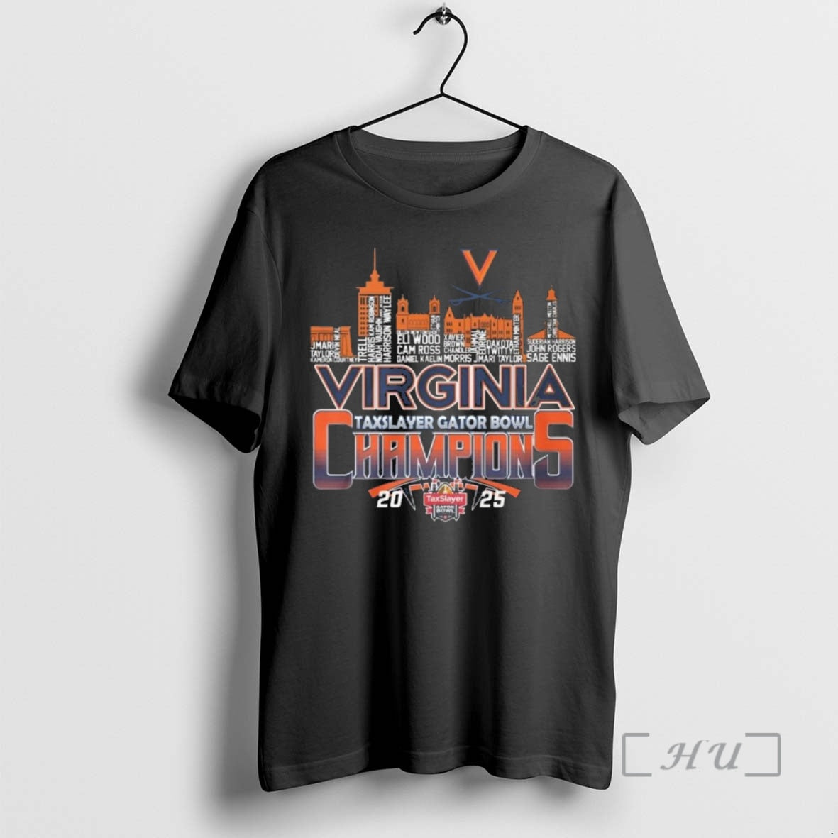 Officials Virginia Cavaliers Taxslayer Gator Bowl Champions 2025 Skyline Names T-Shirts, Hoodie, Sweatshirt | DripVista.com