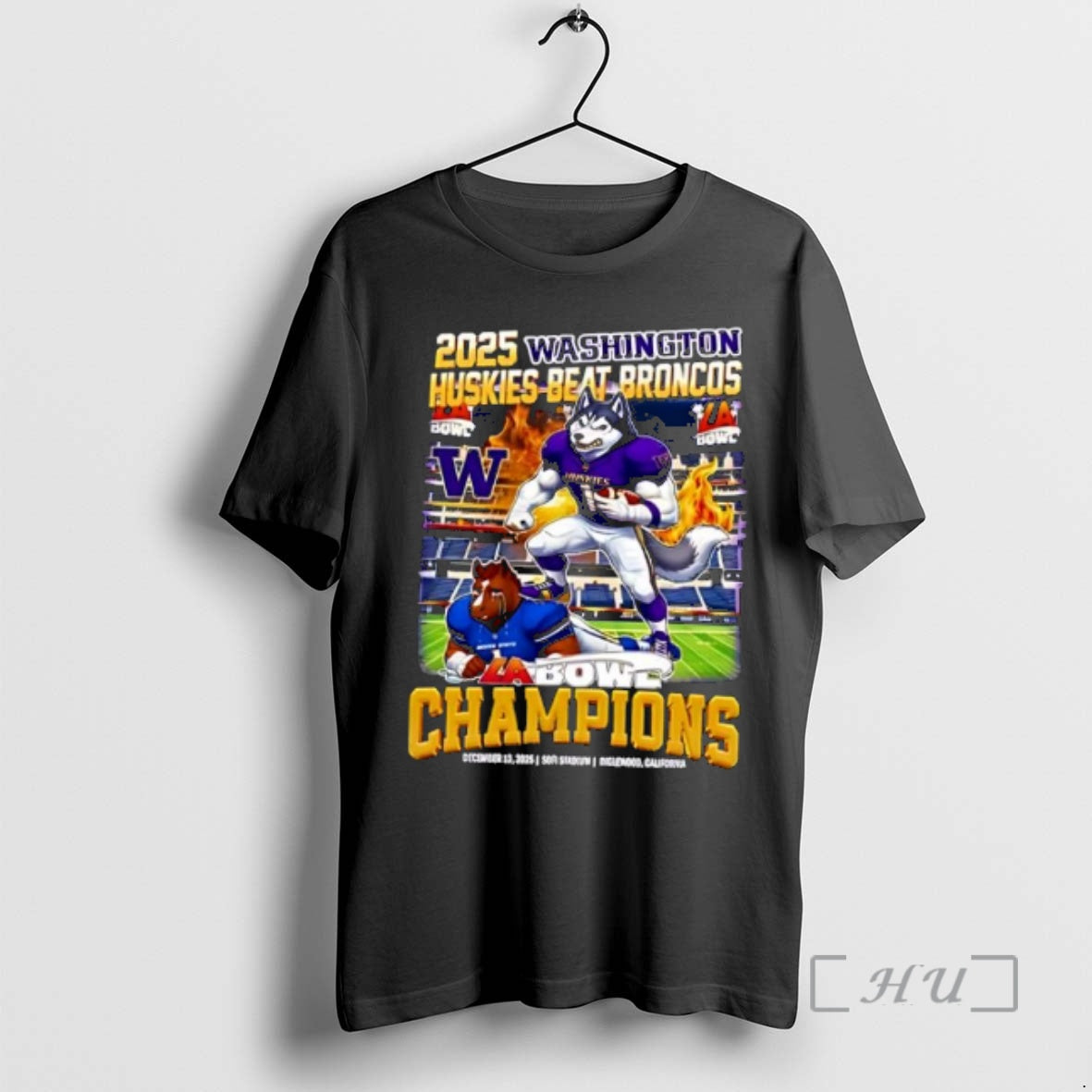Officials Washington Huskies Beat Broncos 2025 La Bowl Champions Mascot T-Shirts, Hoodie, Sweatshirt | DripVista.com