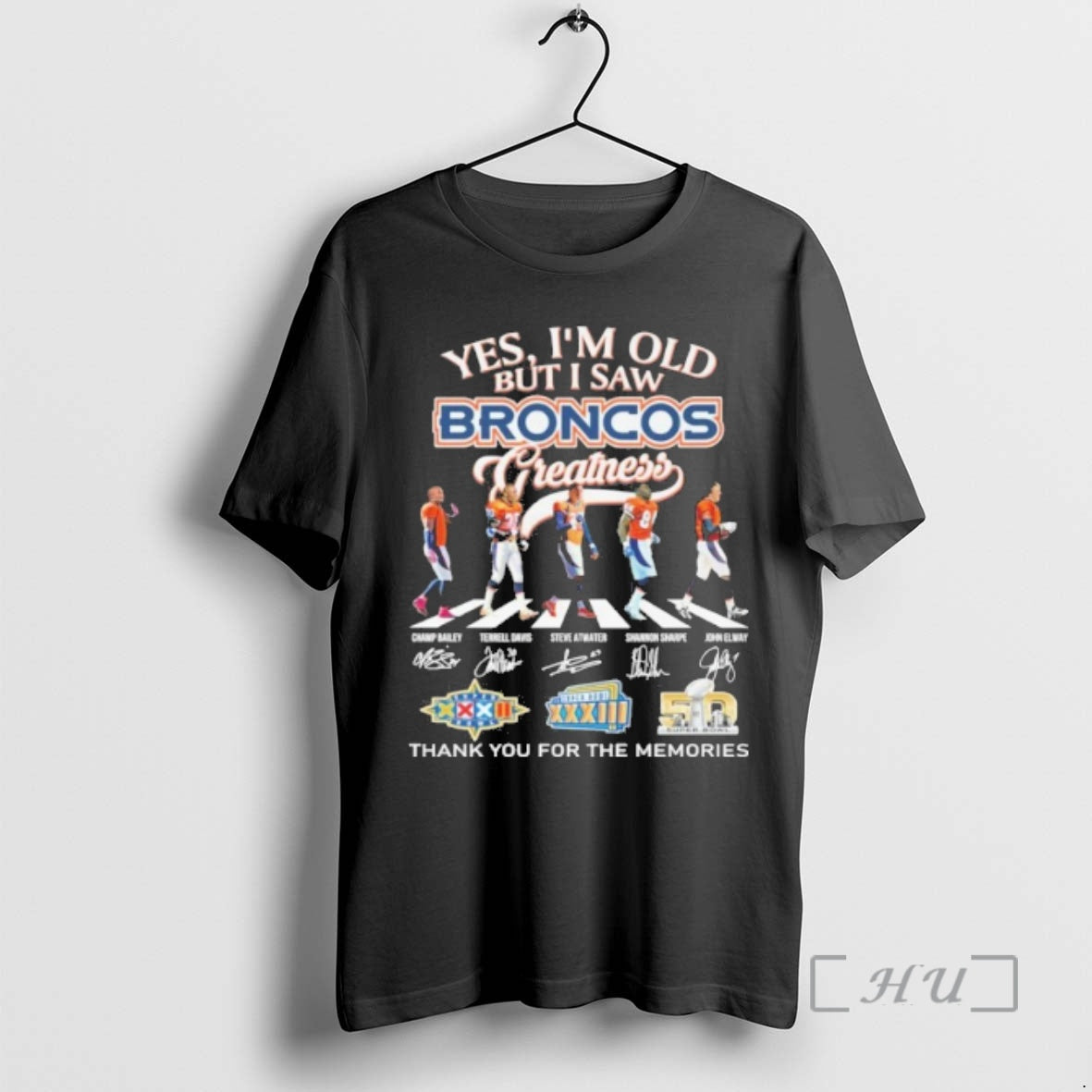 Officials Yes Im Old But I Saw Broncos Greatness Team Player Abbey Road Signature Thank T-Shirts, Hoodie, Sweatshirt