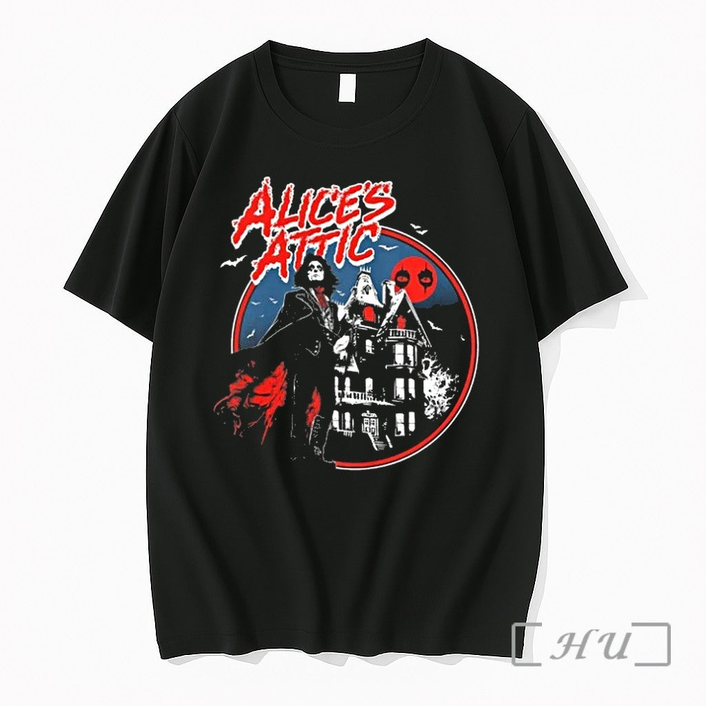 Officials Alice Cooper Haunted House Welcome To The Nightmare Of Alices Attic Premium T Shirts