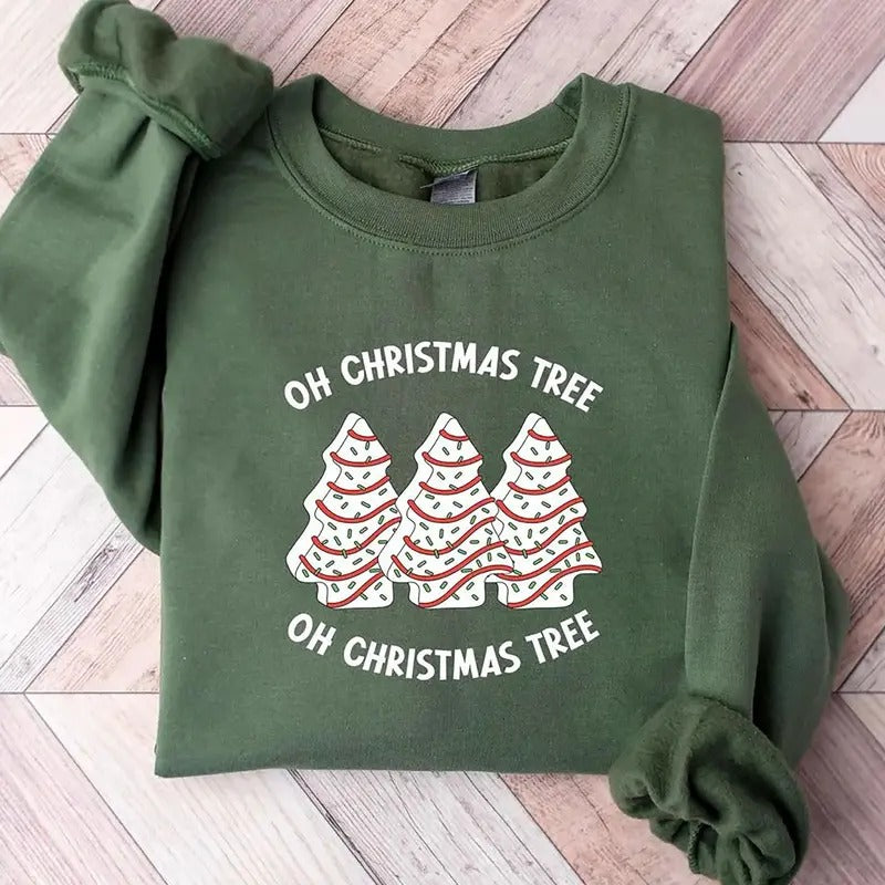 Oh Christmas Tree Crewneck Sweatshirt, Christmas Tree Cake Shirt, Family Christmas Holiday Hoodie, Christmas Cake Shirt...
