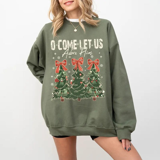 Oh Come Let Us Adore Him Sweatshirt,  Christmas Song Sweatshirt, Christian Christmas Shirt, Religious Christmas Gift