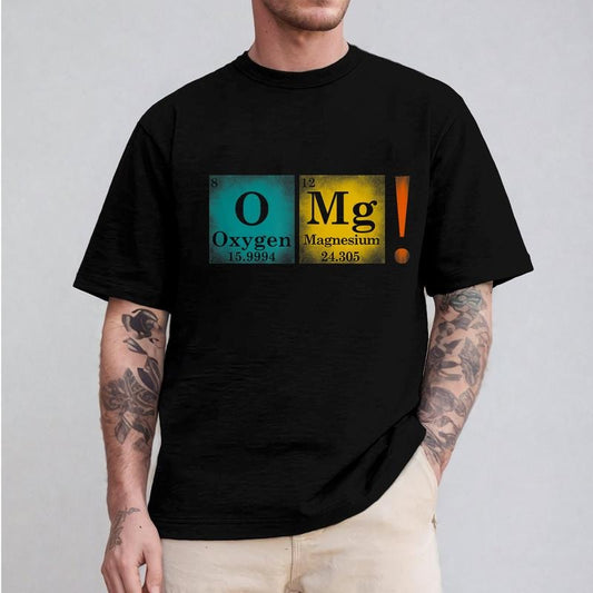 Oh My God Funny Science Periodic Table Oxygen Magnesium T-Shirt Tee Pure Cotton Casual Street Style Crew Neck Short Sleeve T-Shirt Tops Trendy For Women For Men, Perfect Gift