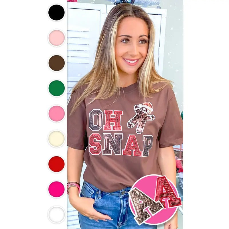 Oh Snap Fun Sequin Christmas Graphic T-Shirt Hoodie, Sweatshirt | DripVista.com