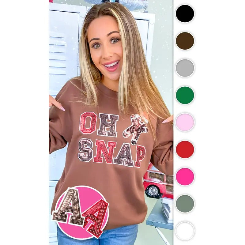 Oh Snap Sequin Christmas Graphic Sweatshirt T-Shirts, Hoodie | DripVista.com