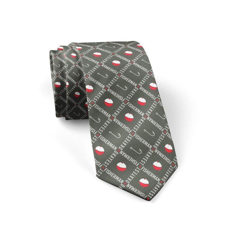 Okayest Fisherman Necktie Funny Neckties for Men Fishing Tie Mens Novelty Neckties Fisherman Ties Funny Ties T-Shirts,...