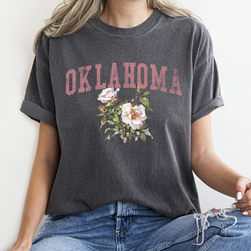 Oklahoma State Flower Comfort Colors Tshirt Hoodie, Sweatshirt | DripVista.com