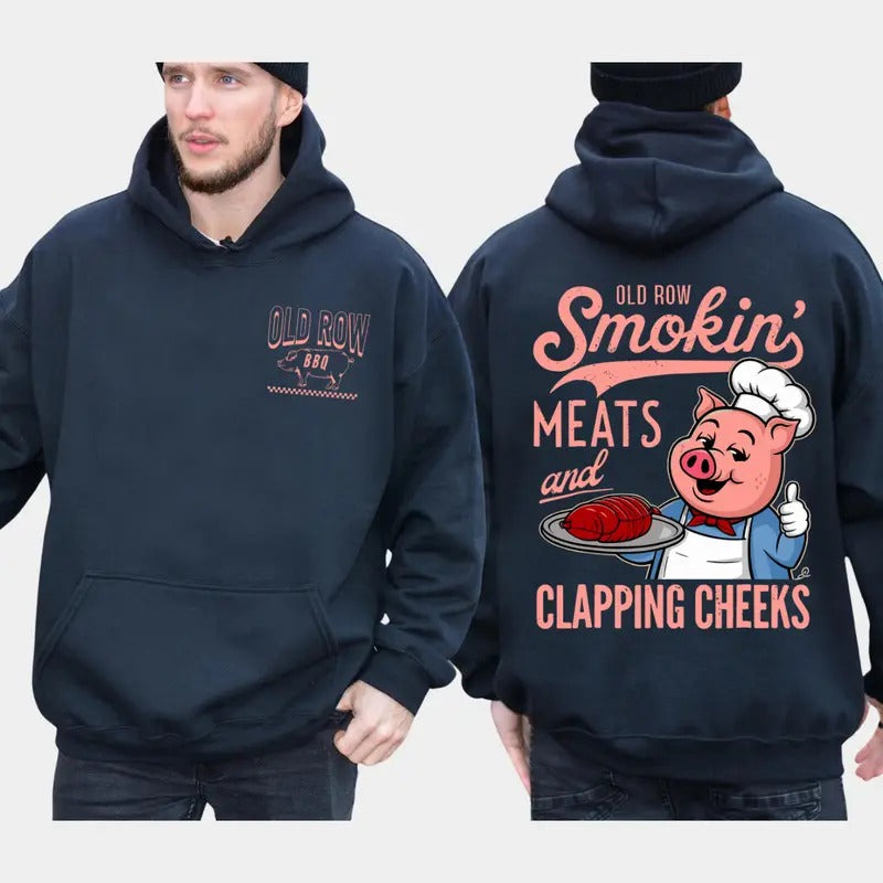 Old Row TNF Smokin' Meats Gunpla brand Clapping Cheeks Hoodie, Trendy Shirt For Men & Women, Full Colors, Full Size,...