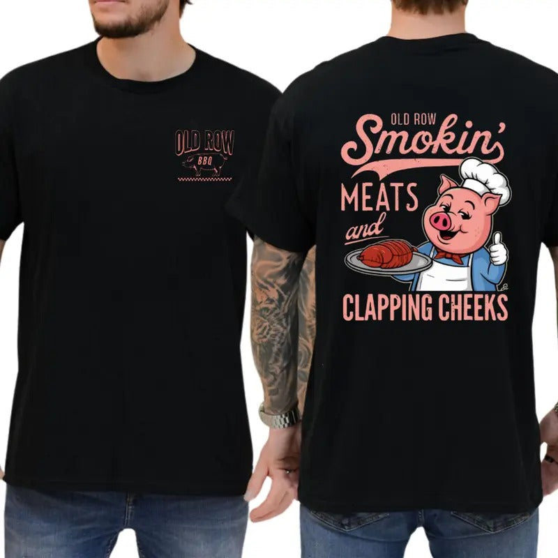 Old Row TNF Smokin' Meats Gunpla brand Clapping Cheeks T-shirt, Trendy Shirt For Men & Women, Full Colors, Full Size,...