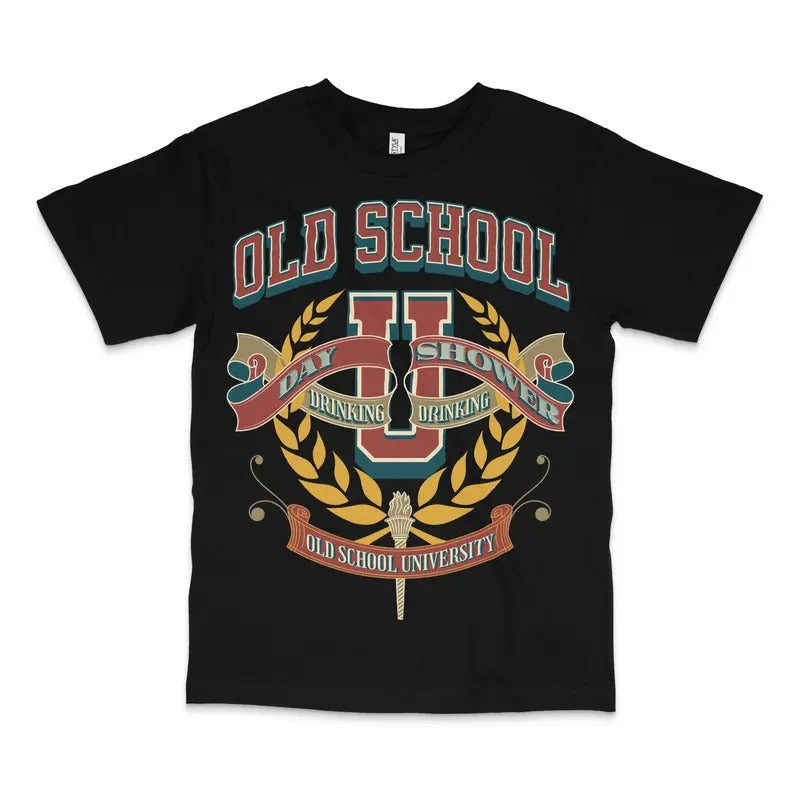 Old School University Custom Printed T-Shirt Hoodie, Sweatshirt | DripVista.com