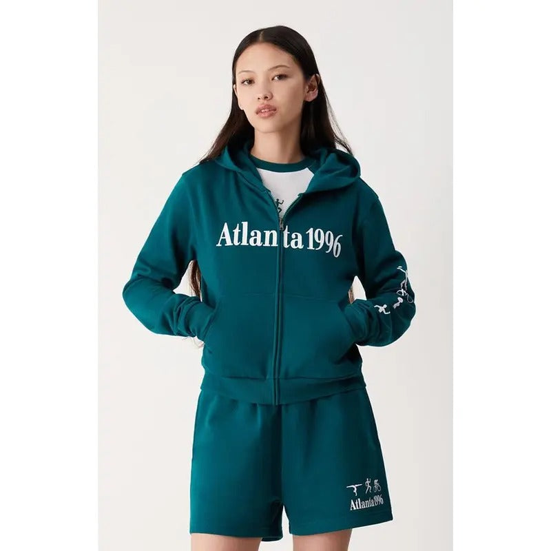 Olympics Women's Atlanta Slim Fit Zip Up Hoodie T-Shirts, Sweatshirt | DripVista.com
